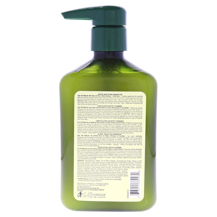 Shampoing pour cheveux et corps Olive Naturals par CHI pour unisexe - Nettoyant pour le corps 11,5 oz 