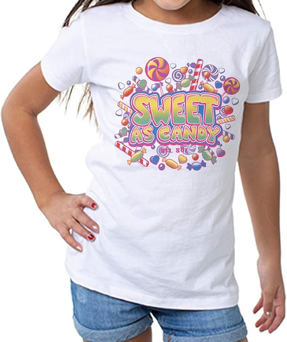 Girls Crew Tee - Sweet As Candy - Blanc par DelSol pour Femme - 1 Pc T-Shirt (4T)