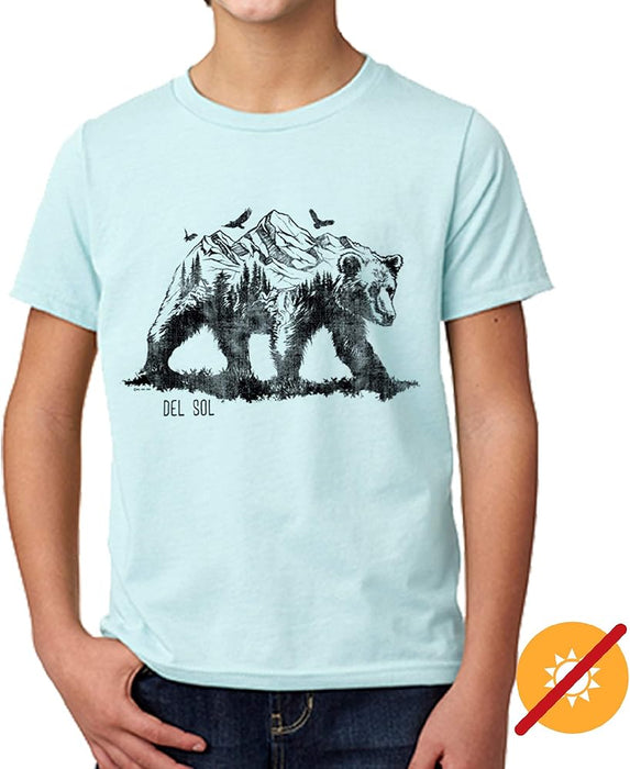 T-shirt ras du cou pour enfants - Scène d'ours - Bleu glacier par DelSol pour enfants - T-shirt 1 pièce (YXS)