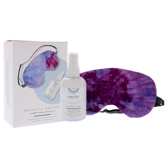 Namaste Dreams Duo Kit by Cuccio Somatology for Unisex - 2 Pc 4oz Yogahhh Aura Mist, 1 Pc Lavender Tie Dye Sleep Eye Mask