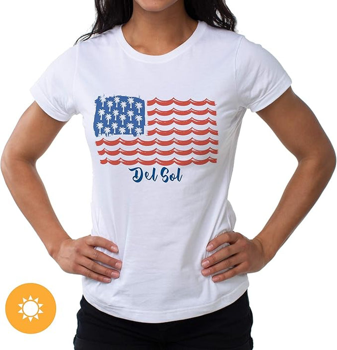 Classic Crew Tee - Tropical Americana-White par DelSol pour femme - T-shirt 1 pièce (moyen)