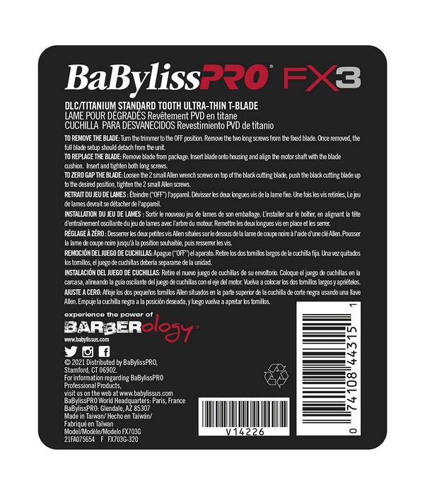 Babyliss Pro X3 Dlc/Titanium Ultra-Thin Zero Gap Replacement Blade BB-FX703G