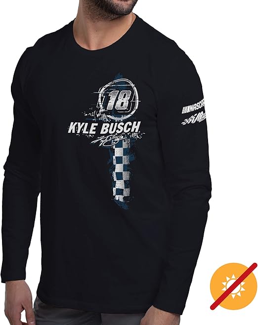 NASCAR T-shirt classique à manches longues pour homme – Kyle Busch – 8 Noir par DelSol pour homme – T-shirt 1 pièce (2XL)