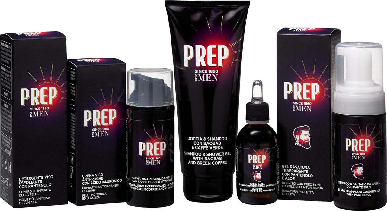 Beard Shampoo and Conditioner with Panthenol by Prep for Men - 3.4 oz Shampoo and Conditioner