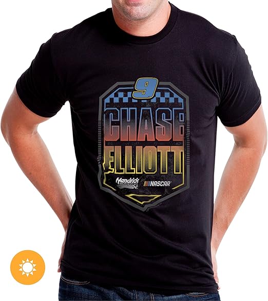 NASCAR Mens Classic Crew Tee - Chase Elliot - 7 Black par DelSol pour homme - 1 T-shirt (L)