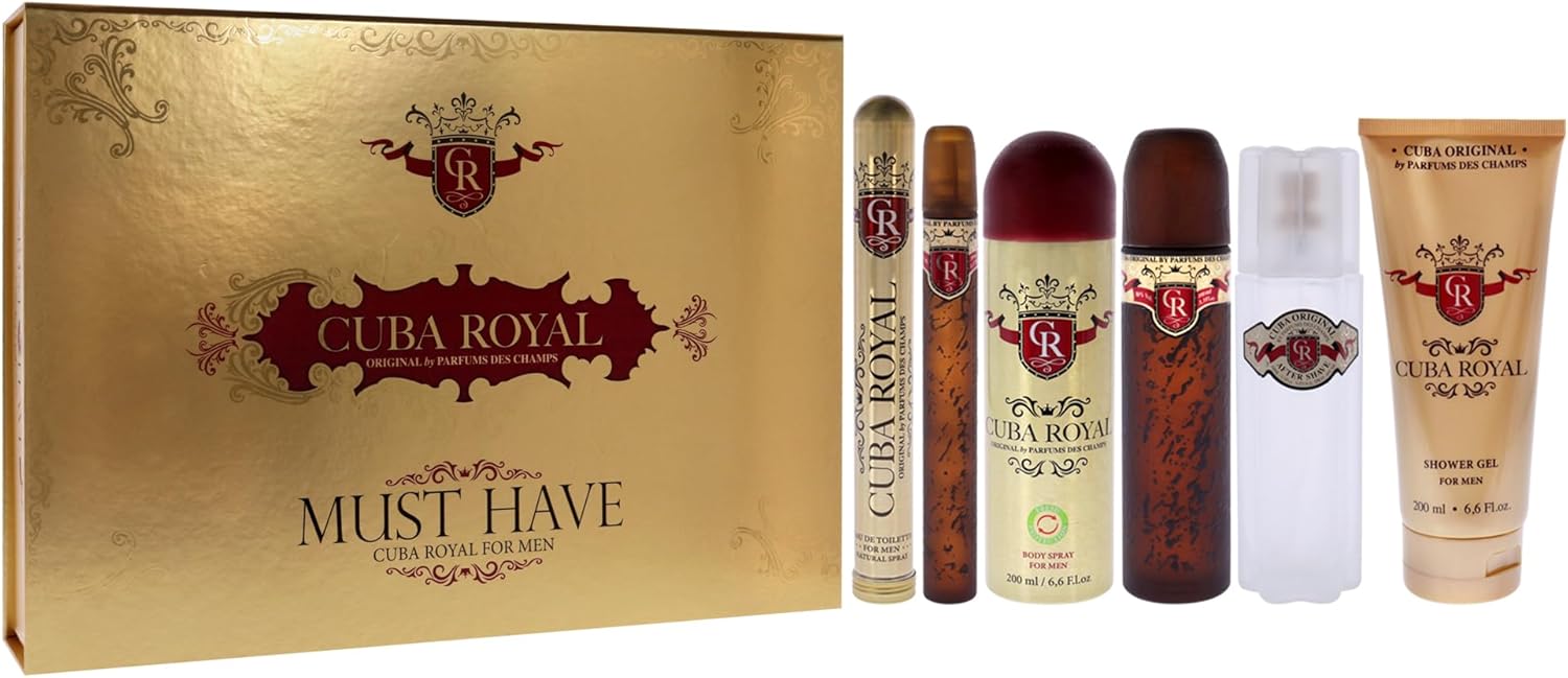 Cuba Royal by Cuba for Men - 5 Pc Gift Set 3.3oz EDT Spray, 1.17oz EDT Spray, 6.6oz Shower Gel, 3.3oz After Shave, 6.6oz Body Spray