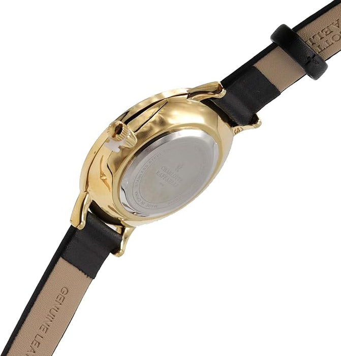 CRB016 La Basic - Gold/Black Leather Strap Watch by Charlotte Raffaelli for Women - 1 Pc Watch