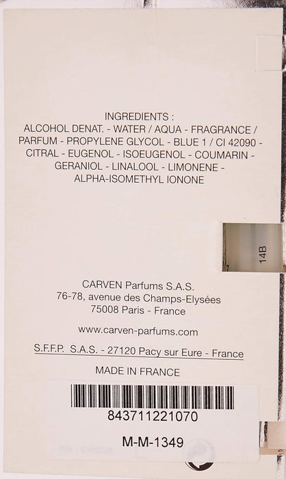 Vetiver Carven de Carven pour hommes - Flacon spray EDT 1,6 ml (Mini)