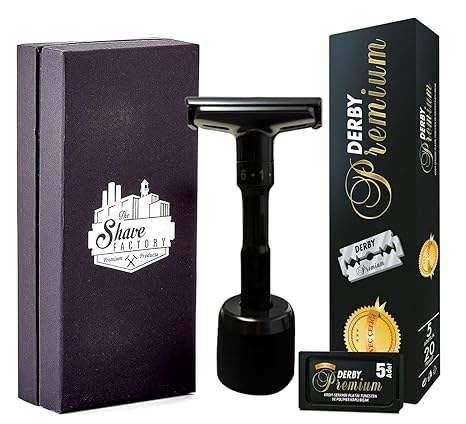 THE SHAVE FACTORY Maquinilla de afeitar de seguridad de doble filo Premium - Negro