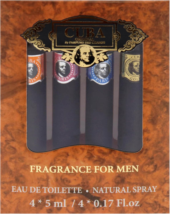 Cuba by Cuba for Men - Mini coffret cadeau 4 pièces Cuba Gold, Cuba Red, Cuba Blue, Cuba Orange (5 ml chacun)