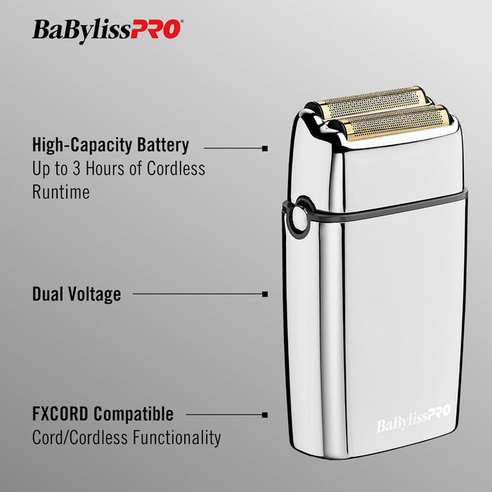 BaBylissPRO FOILFX02 Cordless Rose Gold Metal Double Foil Shaver