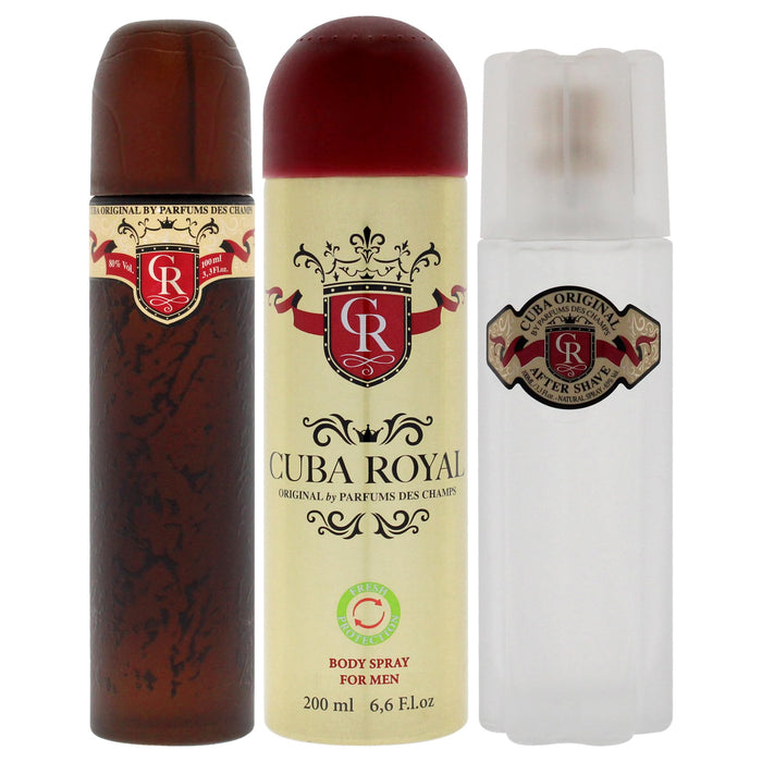 Cuba Royal by Cuba for Men - 3 Pc Gift Set 3.3oz EDT Spray, 6.7oz Body Spray, 3.3oz After Shave