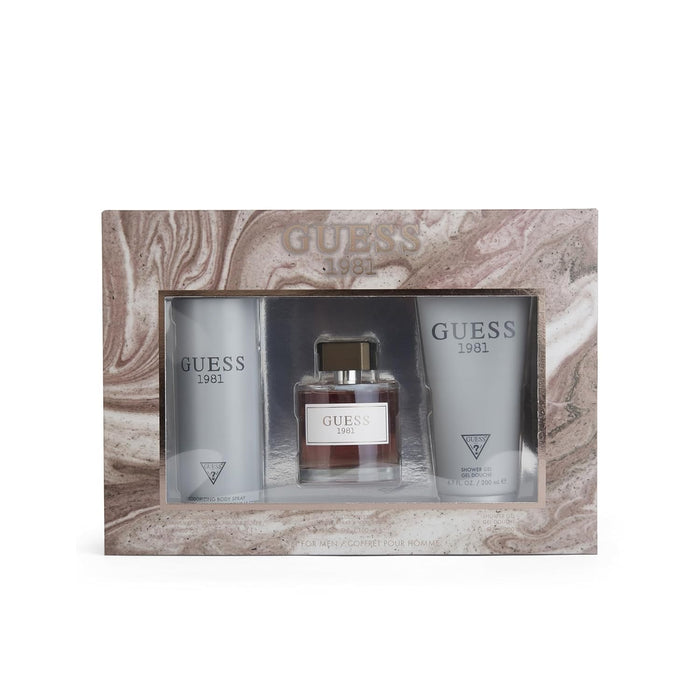 Guess 1981 by Guess for Men - 3 Pc Gift Set 3.4oz EDT Spray, 6oz Deodorant Body Spray, 6.7oz Shower Gel