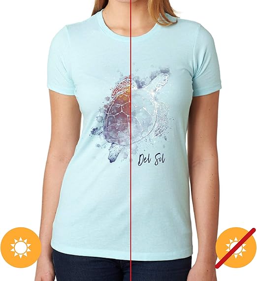 Girls Crew Tee - Turtle Splash-Ice Blue par DelSol pour femme - 1 T-shirt (Grand)