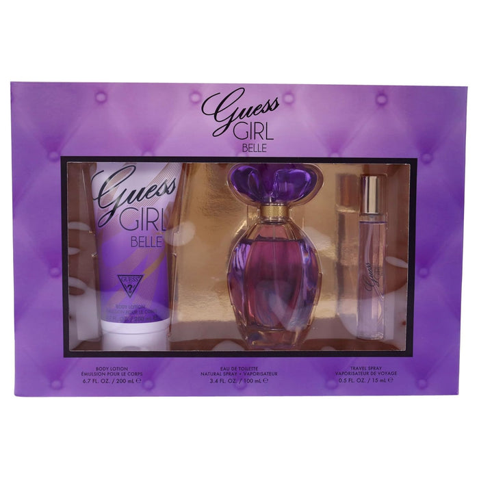 Guess Girl Belle by Guess for Women - 3 Pc Gift Set 3.4oz EDT Spray , 0.5oz EDP Travel Spray, 6.7oz Body Lotion