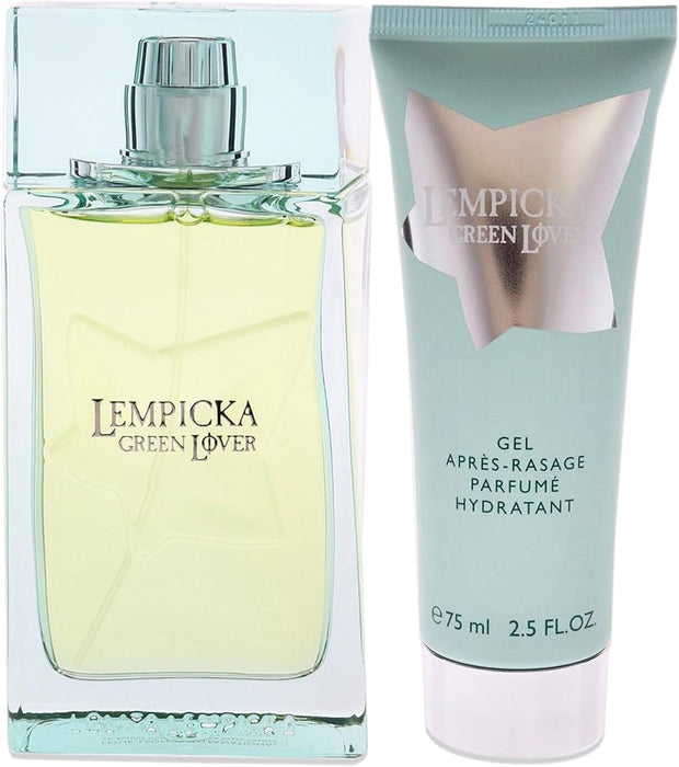 Green Lover by Lolita Lempicka for Men - 3 Pc Gift Set 3.4oz EDT Spray, 2.5oz After Shave Gel, Pouch