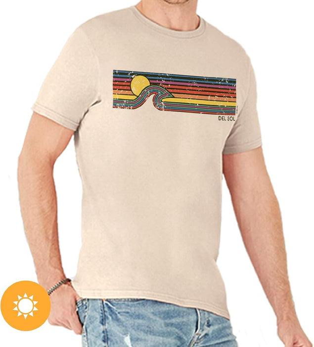 Men Crew Tee - Sunset Wave - Grey by DelSol for Men - 1 Pc T-Shirt (S)