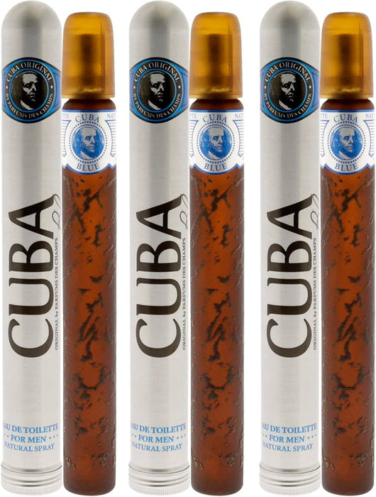 Cuba Blue by Cuba for Men - 1.2 oz EDT Spray - Pack of 3