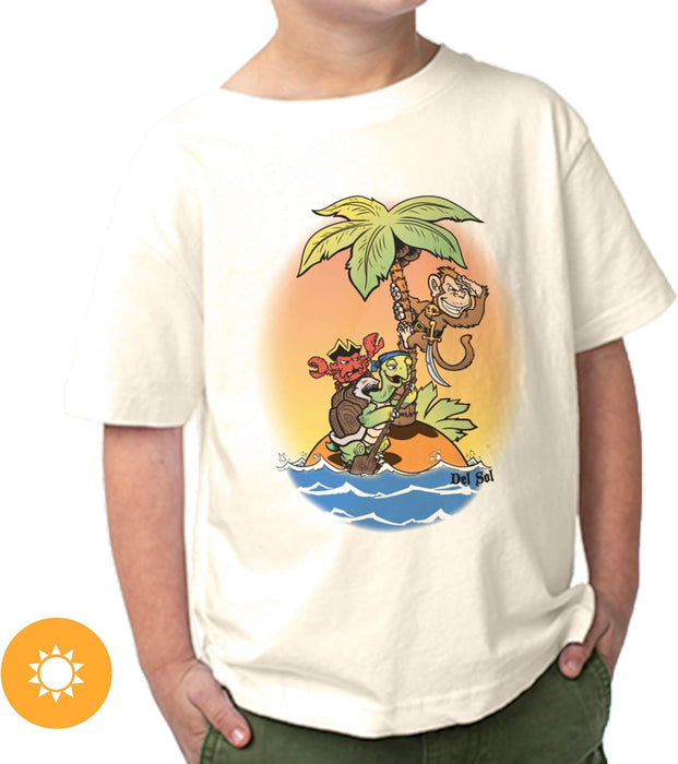 Kids Crew Tee - Pirate Trio - Beige by DelSol for Kids - 1 Pc T-Shirt (3T)