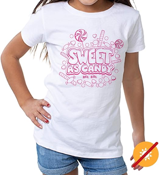 Girls Crew Tee - Sweet As Candy - Blanc par DelSol pour Femme - 1 Pc T-Shirt (4T)