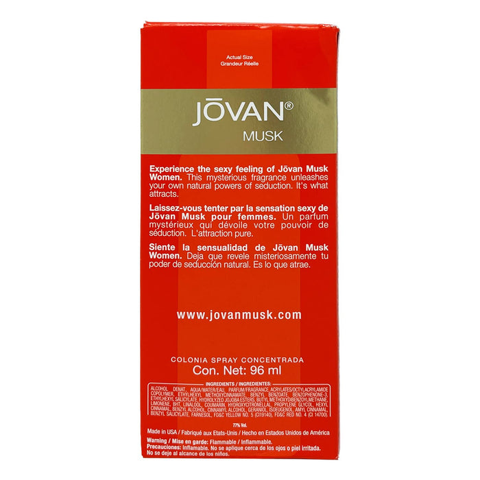 Jovan Musk de Jovan para mujeres - Spray concentrado de colonia de 3,25 oz