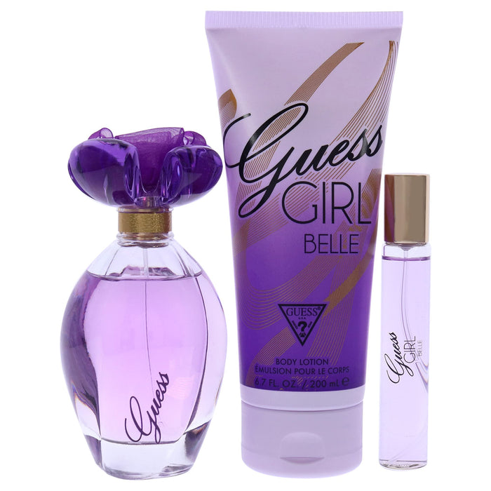 Guess Girl Belle by Guess for Women - 3 Pc Gift Set 3.4oz EDT Spray , 0.5oz EDP Travel Spray, 6.7oz Body Lotion