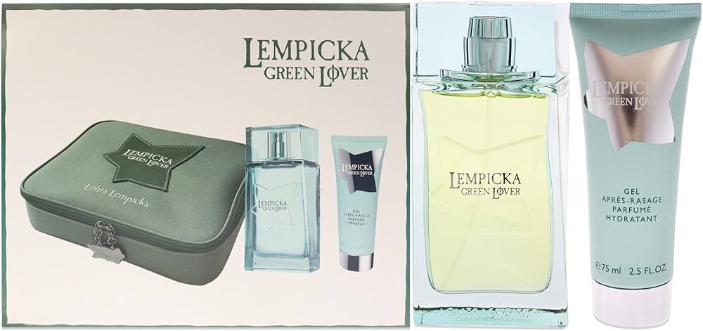 Green Lover by Lolita Lempicka for Men - 3 Pc Gift Set 3.4oz EDT Spray, 2.5oz After Shave Gel, Pouch