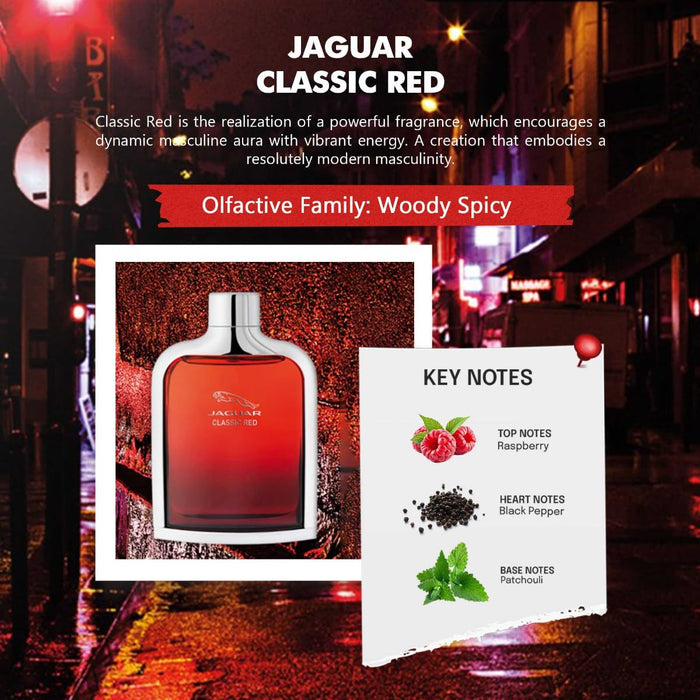 Jaguar Classic Red by Jaguar for Men - 3.4 oz EDT Spray