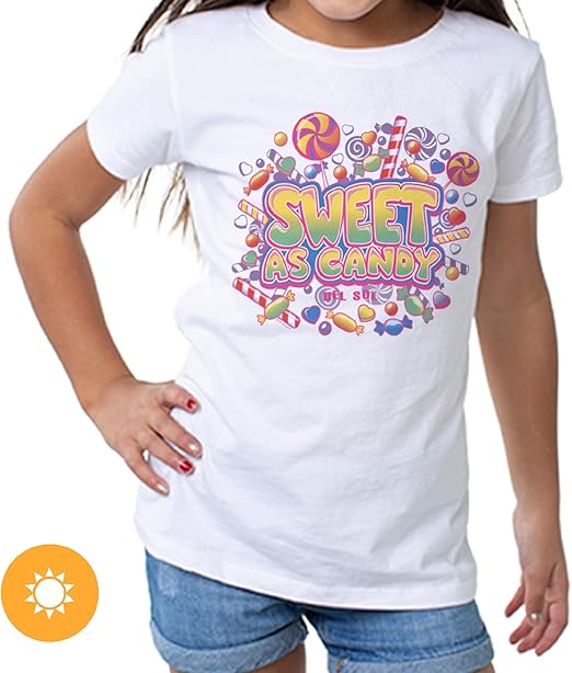 Girls Crew Tee - Sweet As Candy - Blanc par DelSol pour Femme - 1 Pc T-Shirt (4T)