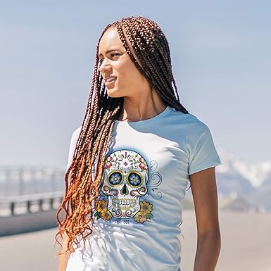 Girls Crew Tee - Day of the Dead - Ice Blue par DelSol pour femme - 1 Pc T-Shirt (2XL)