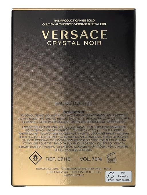 Versace Crystal Noir de Versace pour femme - 5 ml EDT Splash (Mini)