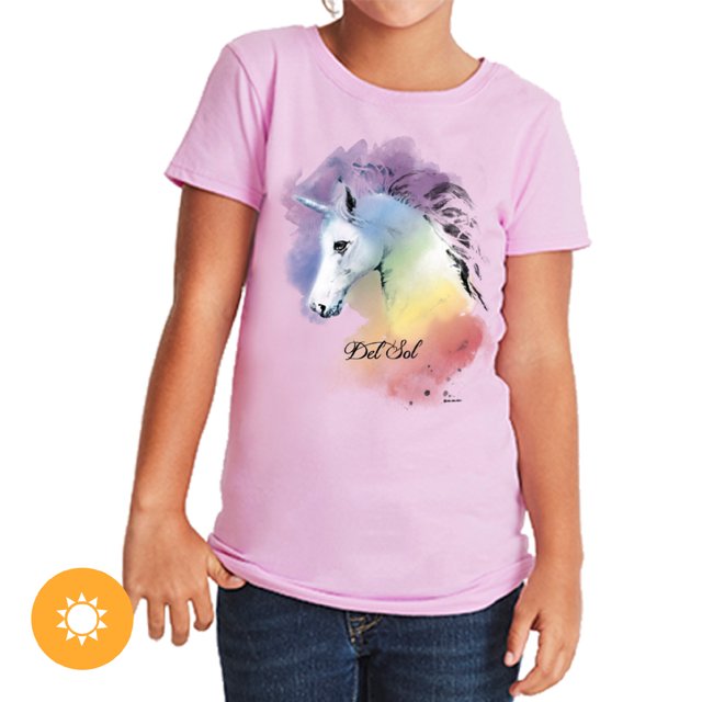 Girls Crew Tee - Unicorn - Lilac by DelSol for Women - 1 Pc T-Shirt (YXS)