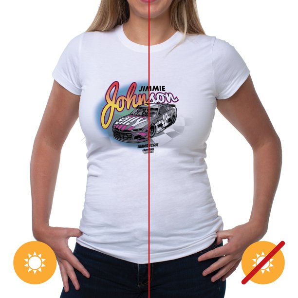 NASCAR Womens Crew Tee - Jimmie Johnson - 7 White par DelSol pour femme - 1 T-shirt (2XL)