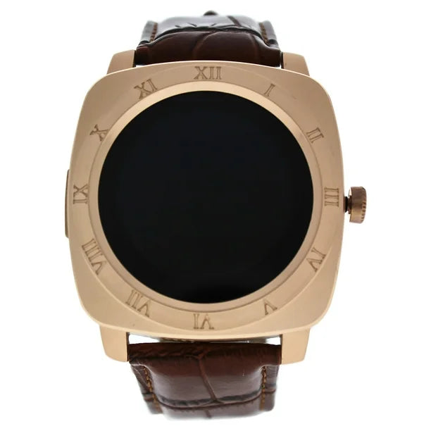 EK-F2 Montre Connectee Rose Gold/Brown Leather Strap Smart Watch by Eclock for Unisex - 1 Pc Watch