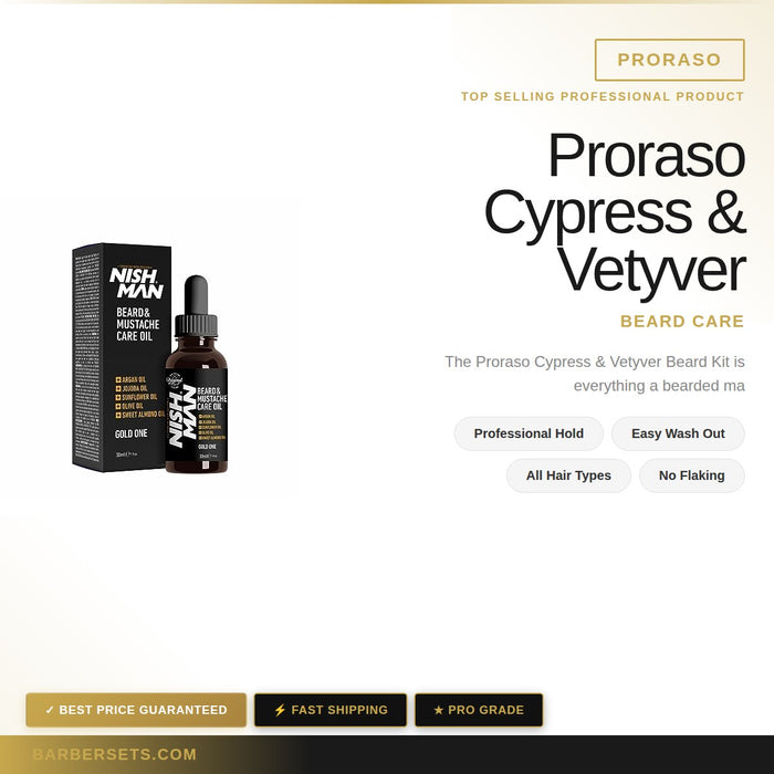 Proraso Cypress & Vetyver Beard Care Full Set In Tin Box - Wash, Balm, Oil