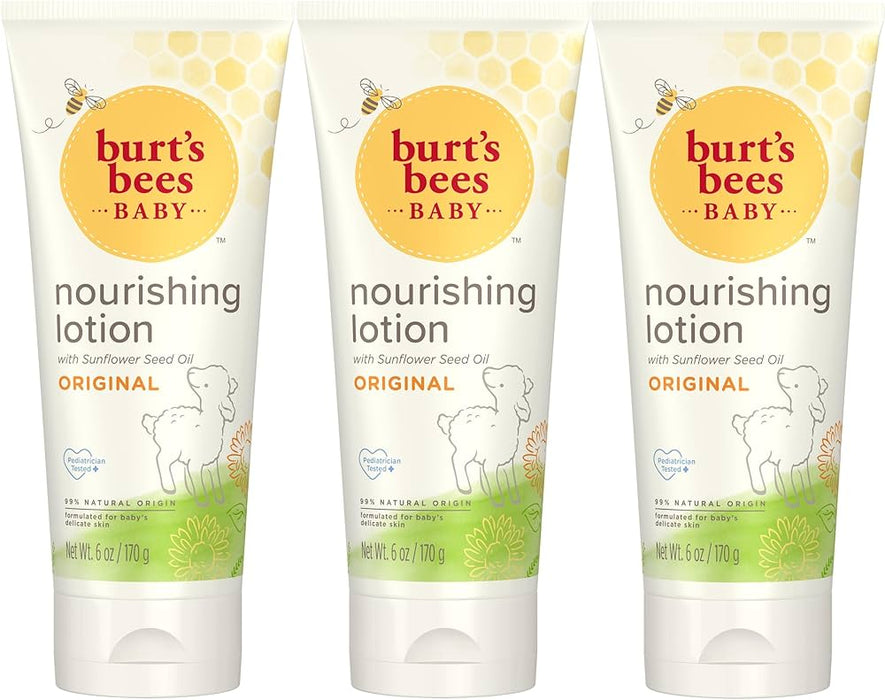 Loción ultra suave para bebés de Burts Bees para niños - Loción corporal de 6 oz - Paquete de 3