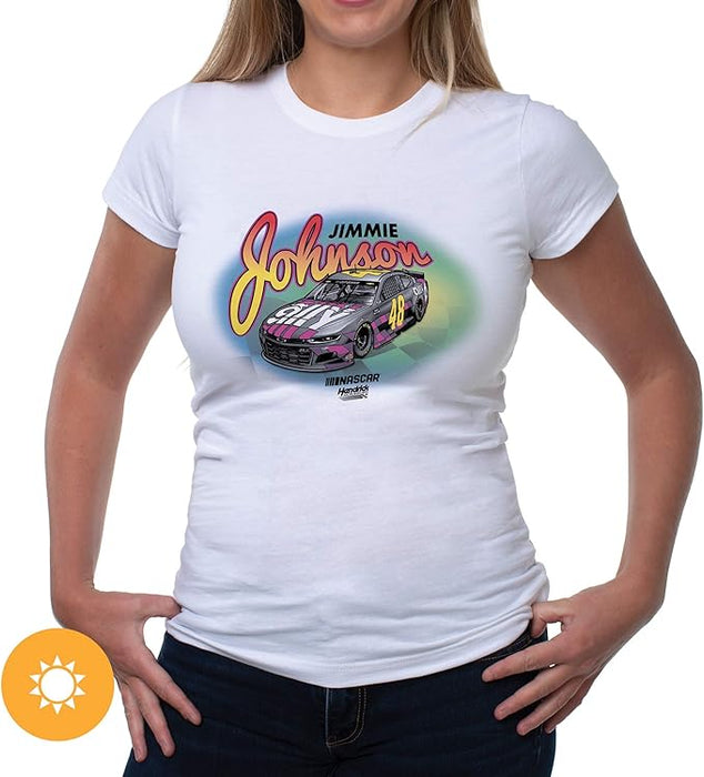 NASCAR Womens Crew Tee - Jimmie Johnson - 7 White par DelSol pour femme - 1 T-shirt (2XL)