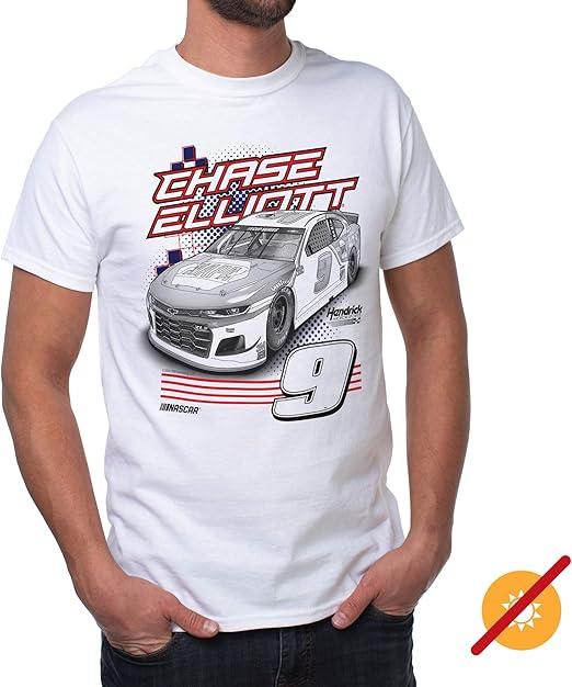 NASCAR Mens Classic Crew Tee - Chase Elliot - 1 White par DelSol pour homme - 1 Pc T-Shirt (XL)