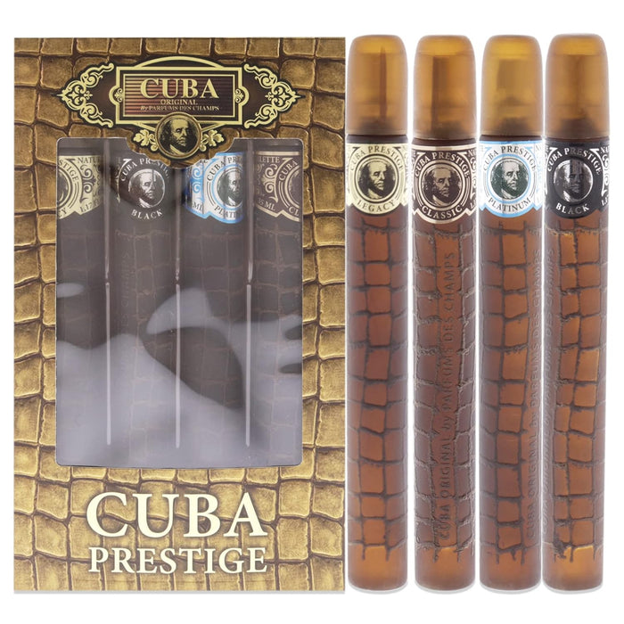 Cuba America par Cuba pour hommes - Coffret 4 pièces EDT Spray 1,17 oz noir, EDT Spray 1,17 oz vert, EDT Spray 1,17 oz marron, EDT Spray 1,17 oz gris