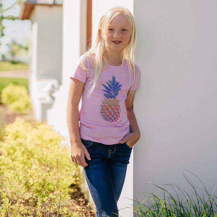 Girls Crew Tee - Pineapple Love - Lilac by DelSol for Women - 1 Pc T-Shirt (YM)