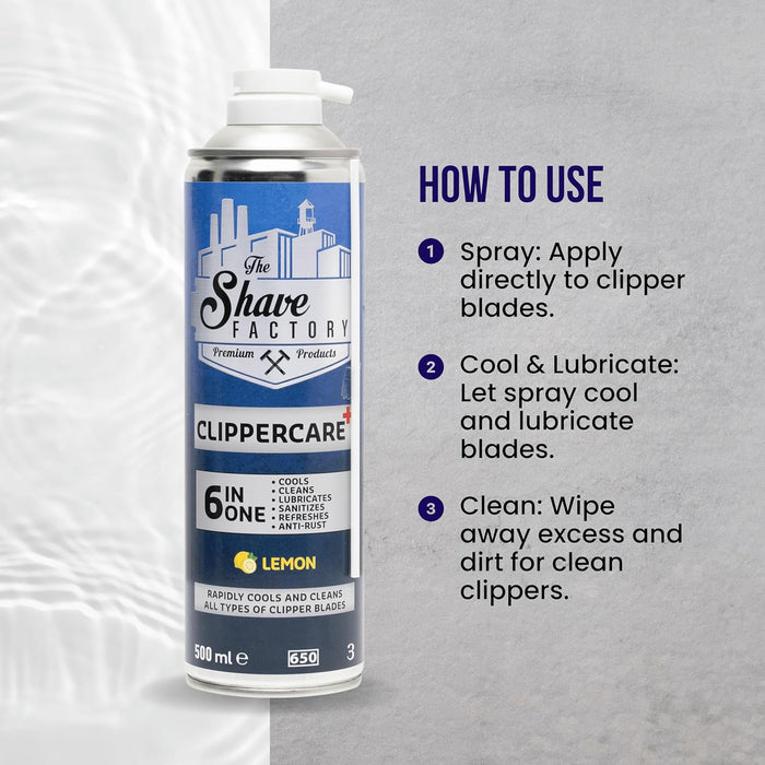 The Shave Factory ClipperCare PLUS+ 6in1 Spray LEMON - 16.9 Oz