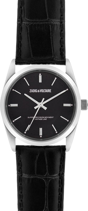 ZVF234 Fusion - Silver/ Black Leather Strap Watch by Zadig & Voltaire for Unisex - 1 Pc Watch