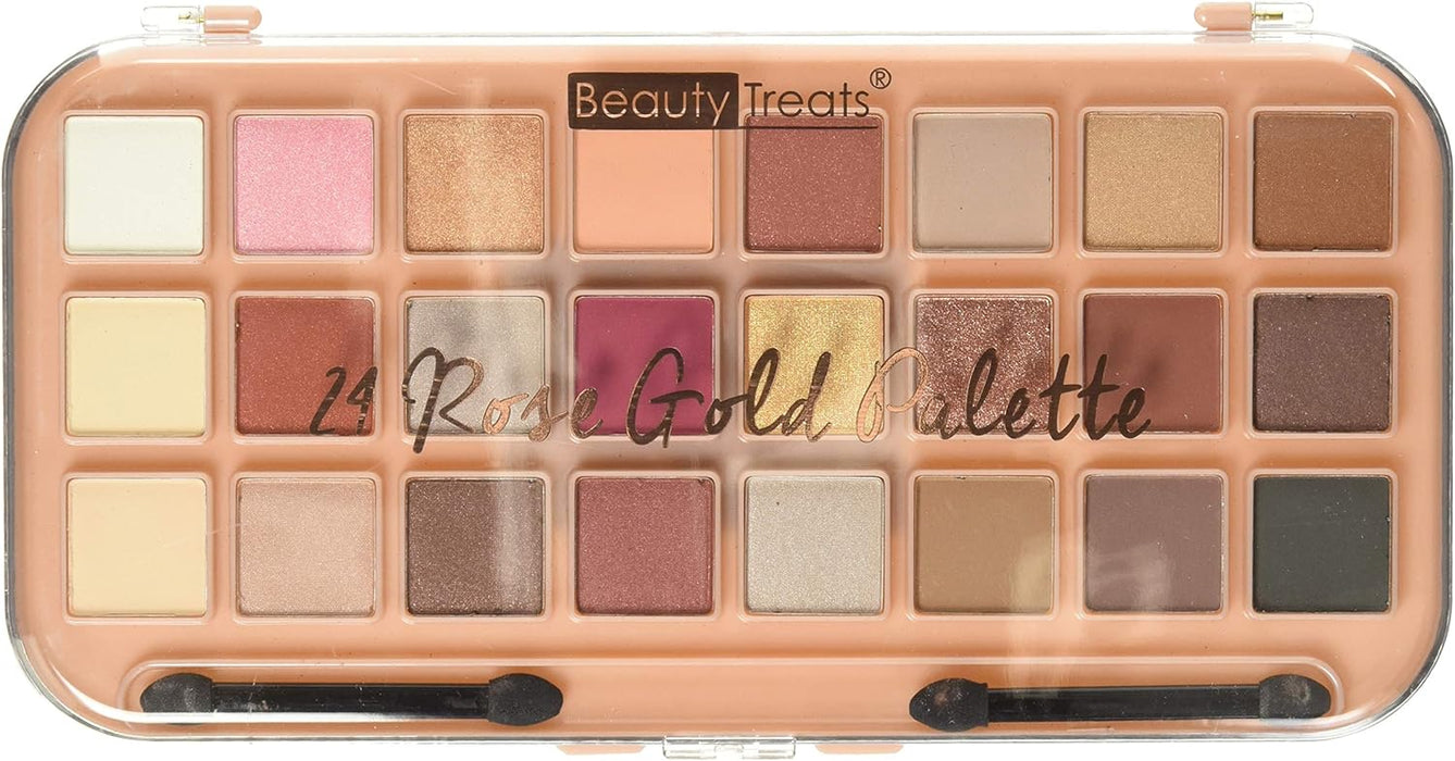 BEAUTY TREATS 24 vitrines à palette en or rose, ensemble de 12 pièces