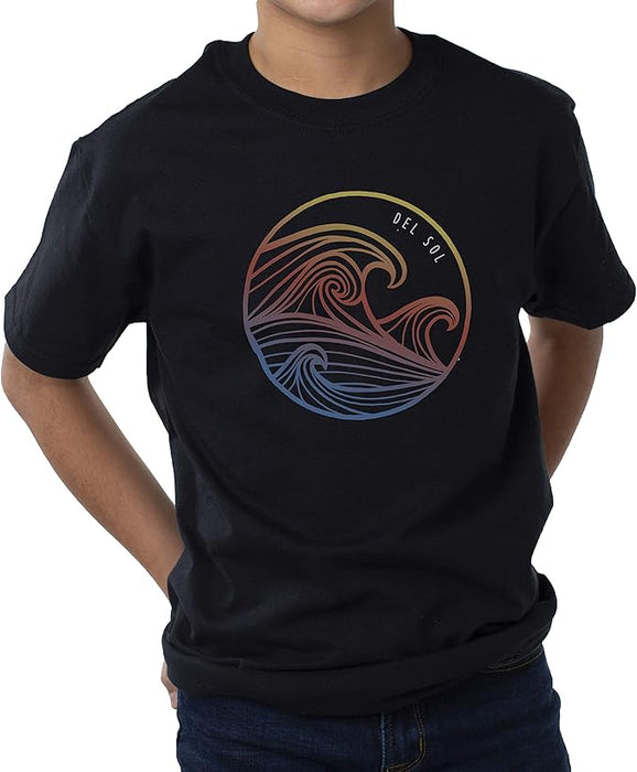 Men Crew Tee - Waves - Noir par DelSol pour Homme - 1 Pc T-Shirt (YM)