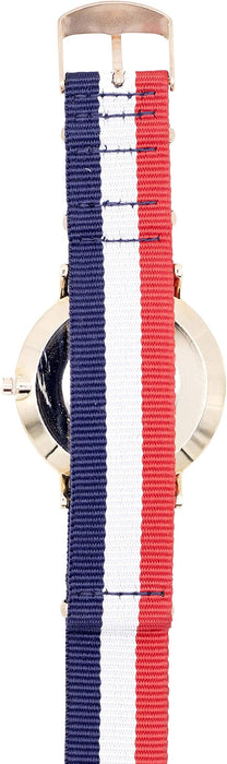 AO-65 Somand - Montre à bracelet en nylon or rose/bleu marine-blanc-rouge par Andreas Osten pour unisexe - Montre 1 pièce