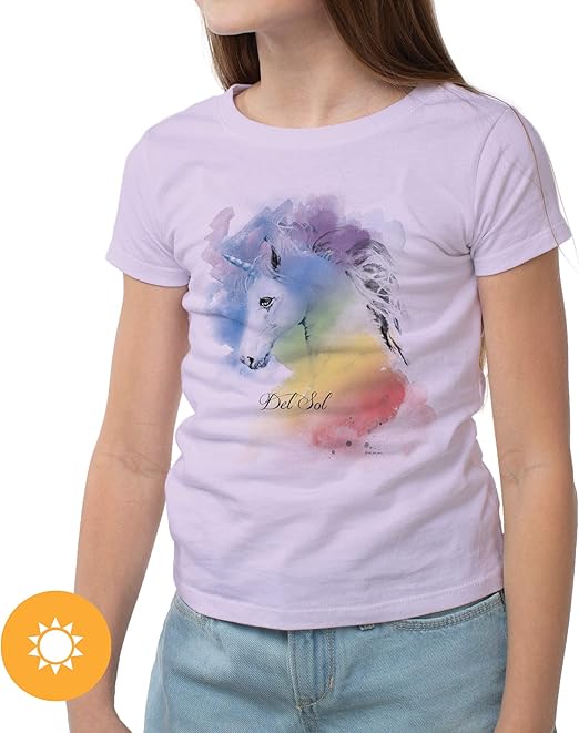 Girls Crew Tee - Unicorn - Lilac by DelSol for Women - 1 Pc T-Shirt (YL)