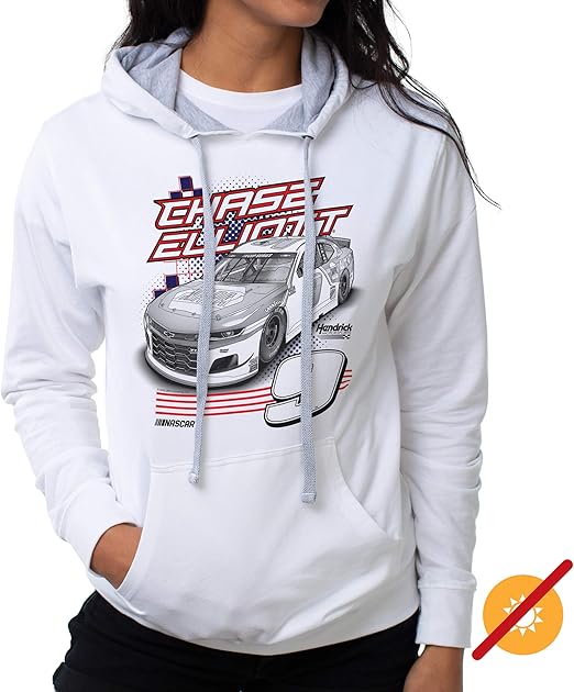 NASCAR Hooded Sweatshirt - Chase Elliot - 1 White by DelSol for Women - 1 Pc T-Shirt (M)