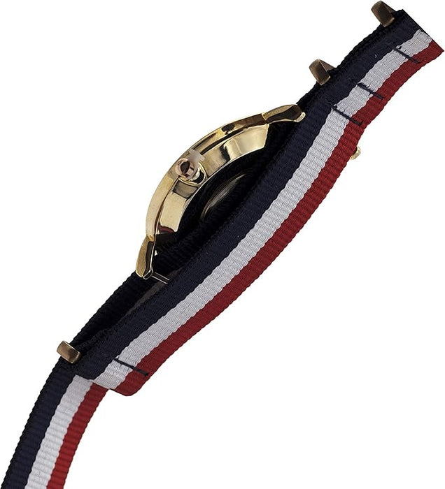 AO-65 Somand - Montre à bracelet en nylon or rose/bleu marine-blanc-rouge par Andreas Osten pour unisexe - Montre 1 pièce