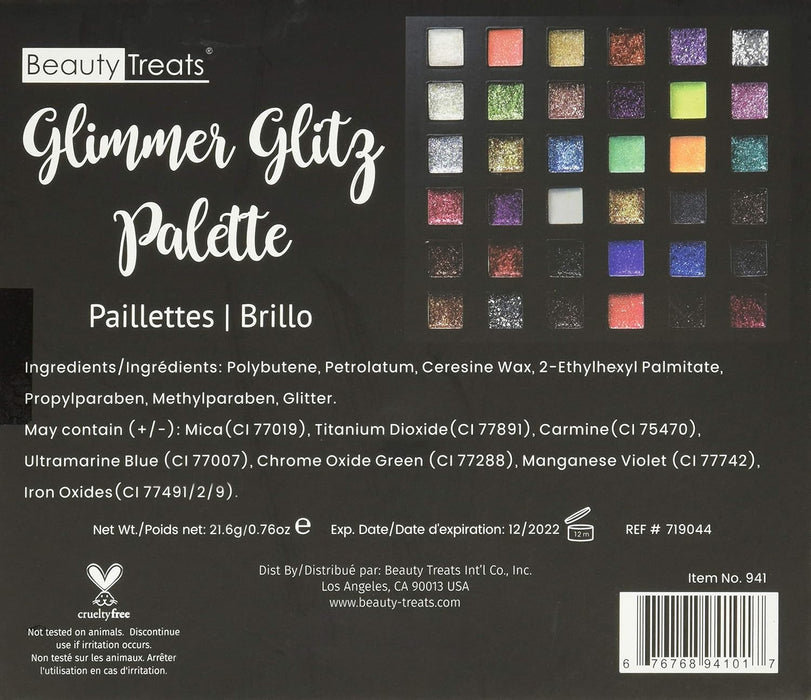 BEAUTY TREATS Juego de exhibición de paleta Glimmer Glitz, 6 piezas + 6 existencias de respaldo