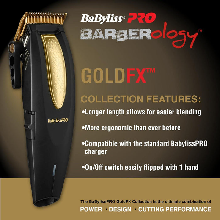 Babyliss Pro Lithiumfx Cord / Cordless Ergonomic Clipper - Gold BB-FX673NS - BarberSets